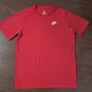 Nike Boys Red Short Sleeve T-Shirt with White Nike Logo